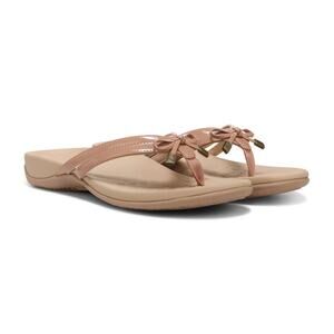 Vionic Women's 8.5 Macaroon Bella X Toe Post Slide Sandals Bow Patent BR26-9